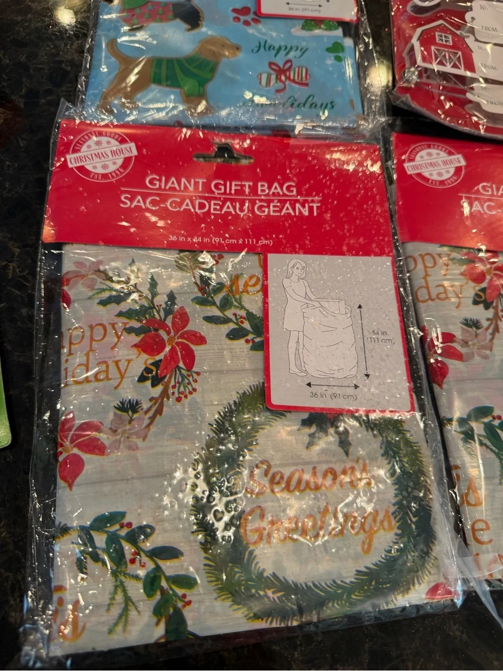 Festive Gold Pinecone & Bird Holiday Ornament Set and holiday bags and decor box